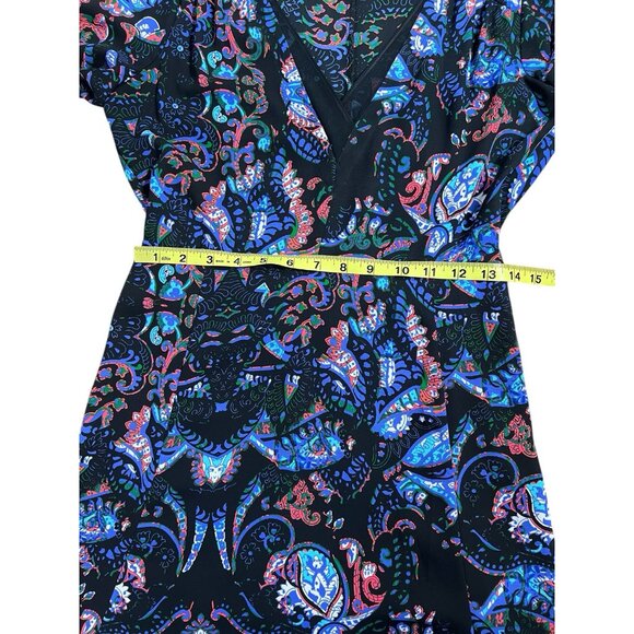 Express Women Blue Paisley Bell Sleeve Fit And Flare Maxi Dress Size 6 - Picture 8 of 12